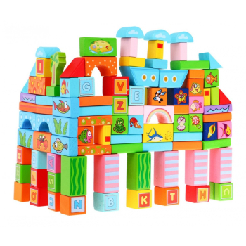 Zestaw drewnianych klocków 